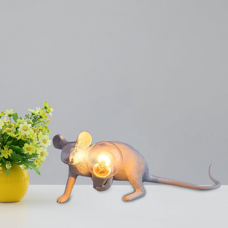 Kids Resin Mouse Night Light - Whimsical Bedside Table Lamp With 1 White Bulb / C