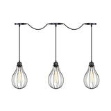 Industrial Pear Cage Pendant Chandelier With 3/5/7 Bulb Multi Light Kit In Black Iron