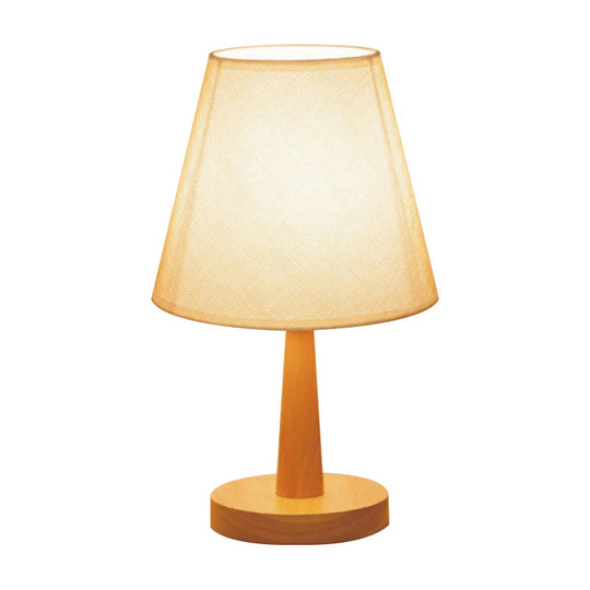 1 Bulb Beige Nightstand Lamp Modernist Bedroom Night Light With Fabric Shade