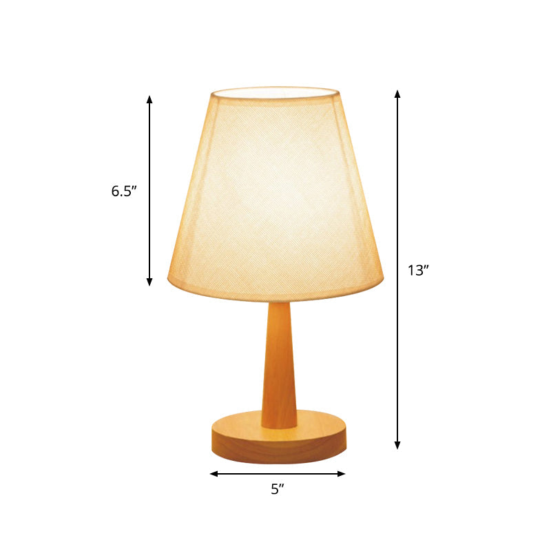 1 Bulb Beige Nightstand Lamp Modernist Bedroom Night Light With Fabric Shade