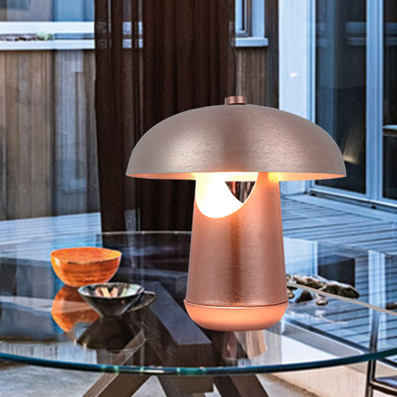 Contemporary 1-Head Metallic Nightstand Lamp In Bronze/Rose Gold - Table Lighting For Dining