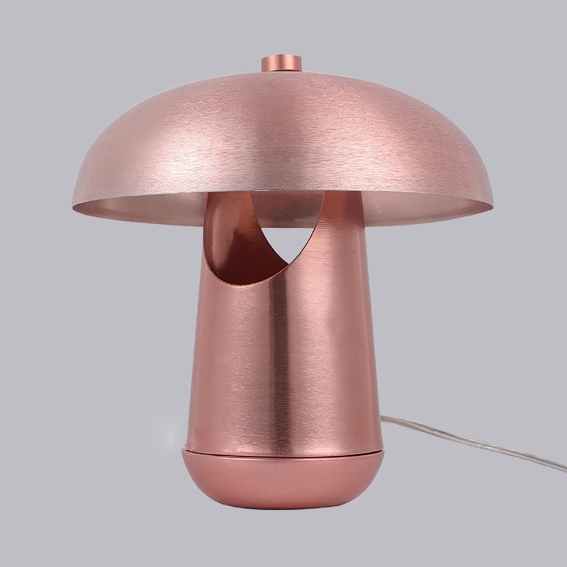 Contemporary 1-Head Metallic Nightstand Lamp In Bronze/Rose Gold - Table Lighting For Dining