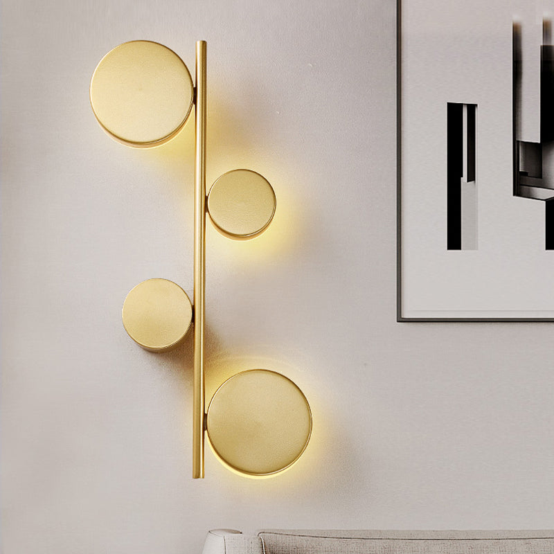 Vertical Linear Sconce Light: Black/Gold Finish Post-Modern Design With 3 Led Metal Wall Lamp Heads