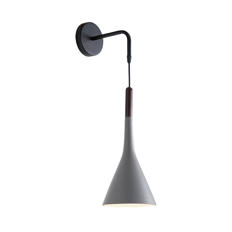 Modernist Metal Wall Sconce - Funnel Bedside Lighting 1-Light Pendant Lamp Black/Grey