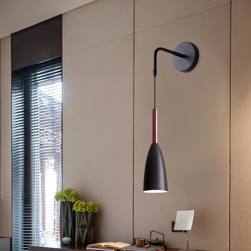 Modern Bullet Wall Mount Sconce Lamp In Black/White/Grey For Bedside - Single Bulb Fixture Black