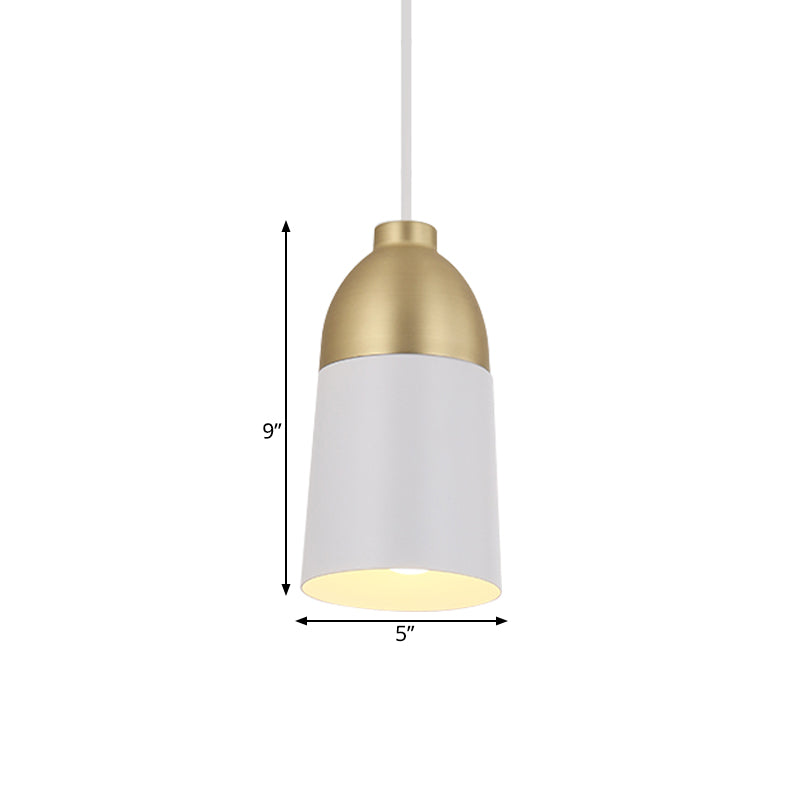 Postmodern White & Gold Half Capsule Pendant Lamp - 1 Head Metal Ceiling Suspension Light