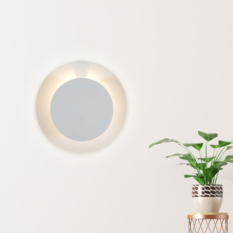 Adjustable Minimalist Led Metallic Disc Wall Sconce Lamp - White Mount Light Fixture