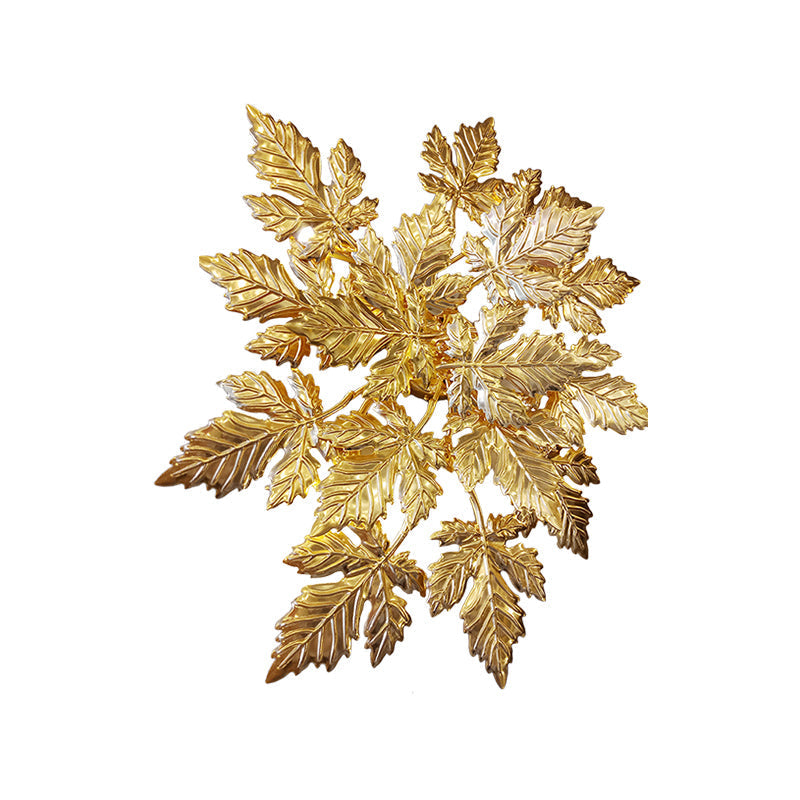 Maple Leaf Wall Mount Metal 6-Light Gold Led Sconce - Contemporary Design