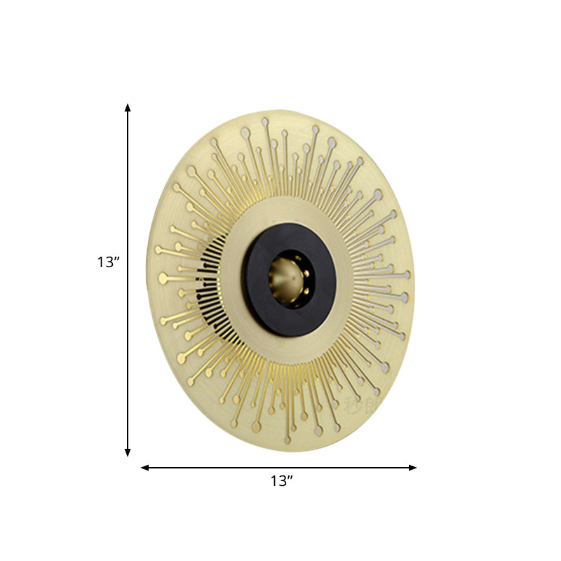 Modern Laser-Cut Disk Wall Sconce With Led Lighting In Gold