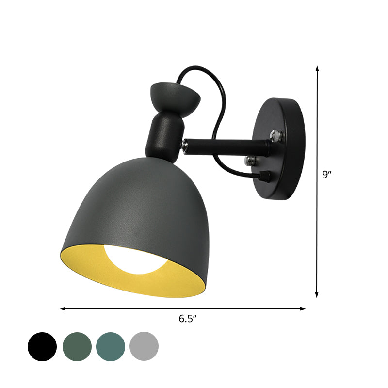 Nordic Stylish Dome Metal Wall Lamp With 1 Light Fixture In Black/White For Bedroom