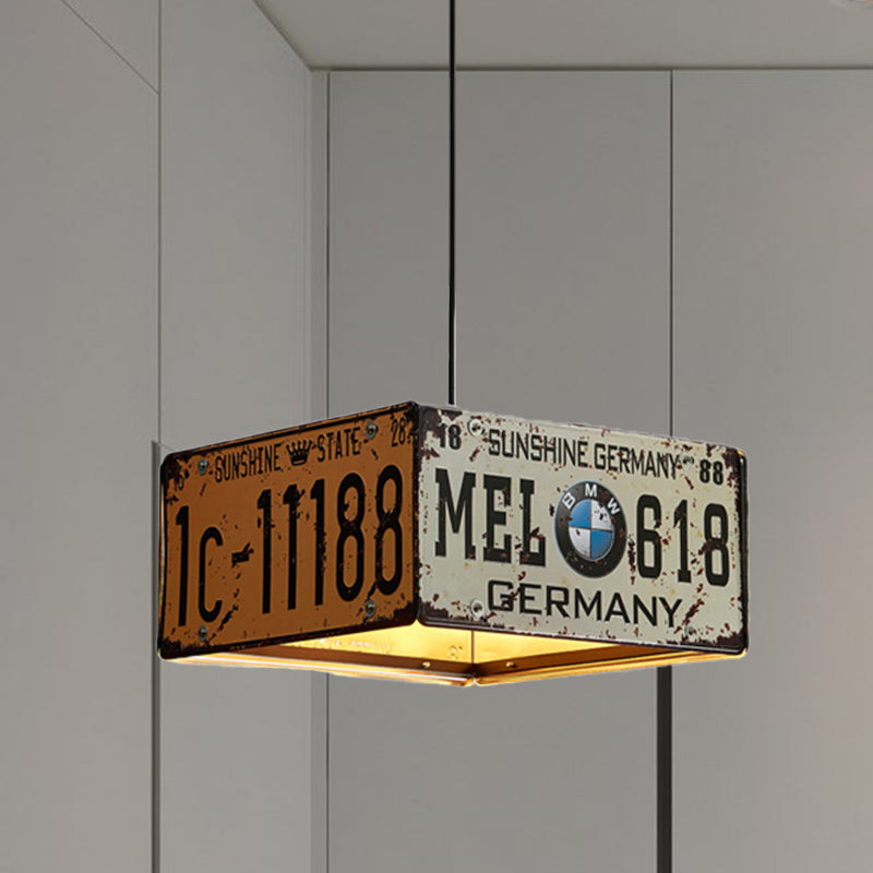 Industrial Iron Triple Pendant Light With Adjustable Cord - Square Chandelier Lamp