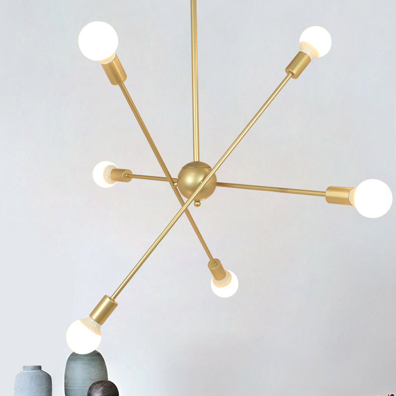 Gold Finish Sputnik Chandelier - Industrial Style 6/8 Light Suspension For Dining Room 6 /