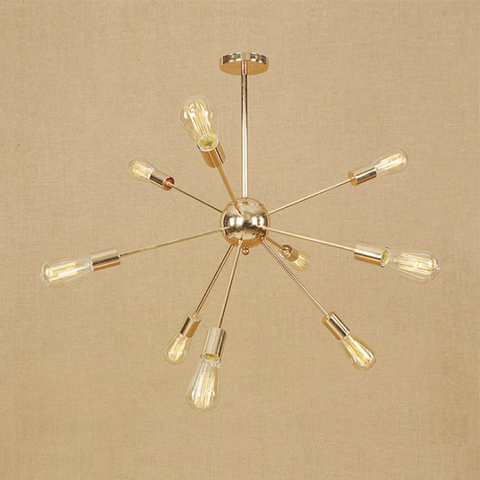 Copper/Chrome Sputnik Chandelier - Retro Metal Pendant Light With 9/12 Lights Stylish Ceiling Lamp