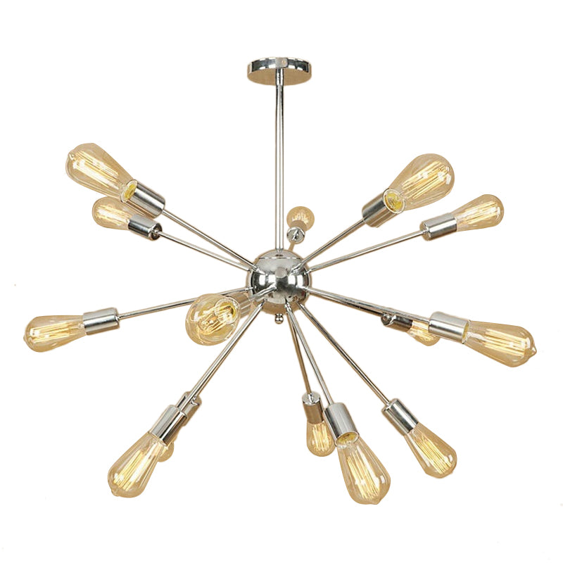 Copper/Chrome Sputnik Chandelier - Retro Metal Pendant Light With 9/12 Lights Stylish Ceiling Lamp