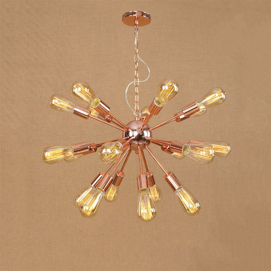 Farmhouse 18/21-Light Iron Chandelier: Copper/Gold Sputnik Ceiling Fixture for Dining Room