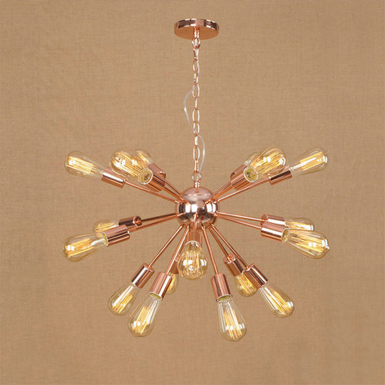 Farmhouse 18/21-Light Iron Chandelier: Copper/Gold Sputnik Ceiling Fixture for Dining Room