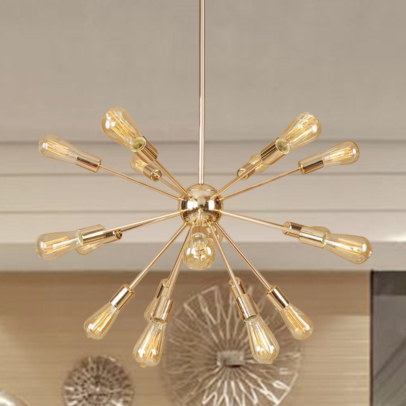 Modern Farmhouse Iron Chandelier Light - 18/21 Lights Copper/Gold Finish Sputnik Ceiling Fixture For