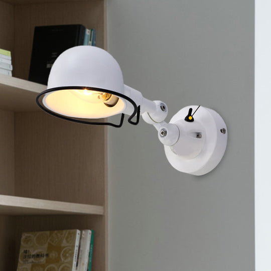Rust/White Dome Wall Lamp Sconce - Retro Style Adjustable Lighting For Dining Room White