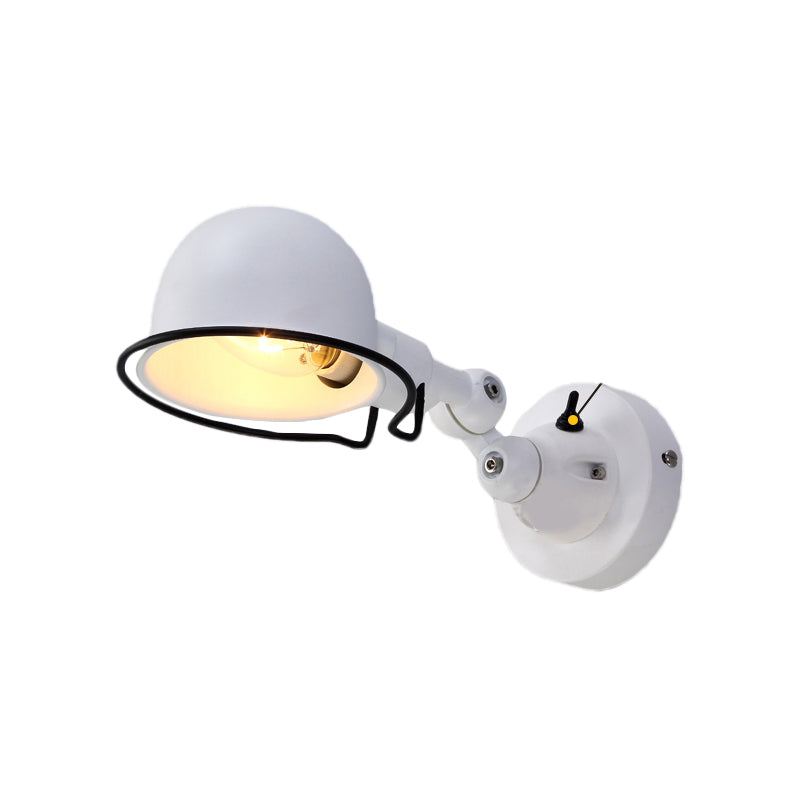 Rust/White Dome Wall Lamp Sconce - Retro Style Adjustable Lighting For Dining Room