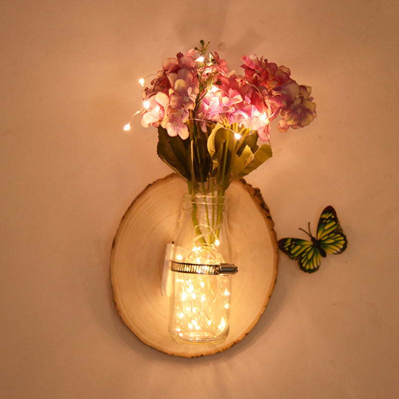 Rustic Multicolored Floral Cafe Wall String Light With Clear Glass Shade - Twinkle And Shine!