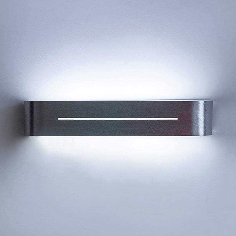 11/15 Modern Led Wall Washer Light - Silver Rectangular Sconce Fixture With Aluminum Shade