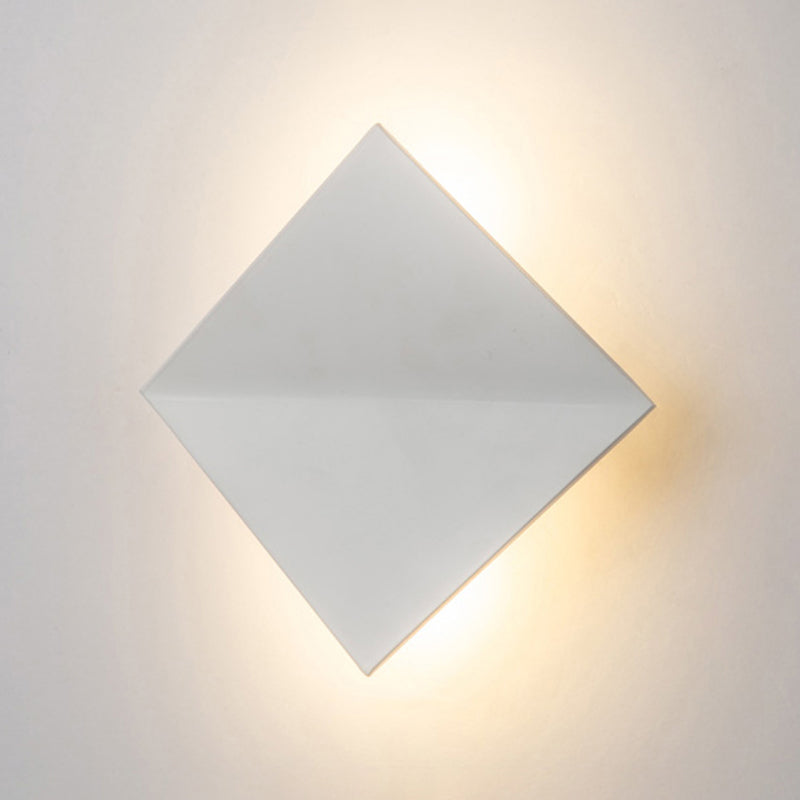 Stylish Curved Wall Sconce With Acrylic Squared Shade: Warm/White Led Bedroom Lamp