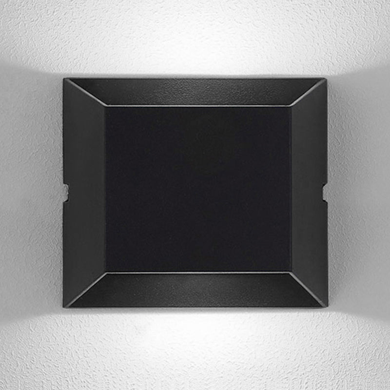 Simple Style Matte Black Led Wall Sconce Lamp With Metallic Squared Shade - Warm/White Lighting For