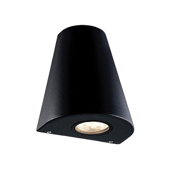 Modernist Led Wall Sconce With Aluminum Shade - Black/Gray Tapered Design For Porch Warm/White