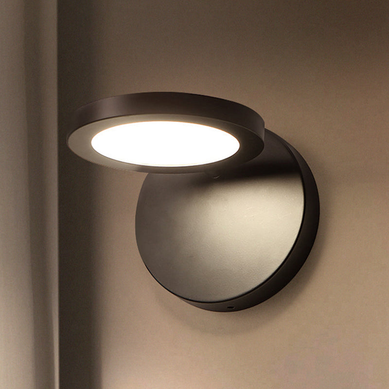 Modern Black Circular Led Wall Lamp With White/Warm Lighting And Stylish Acrylic Sconce / White