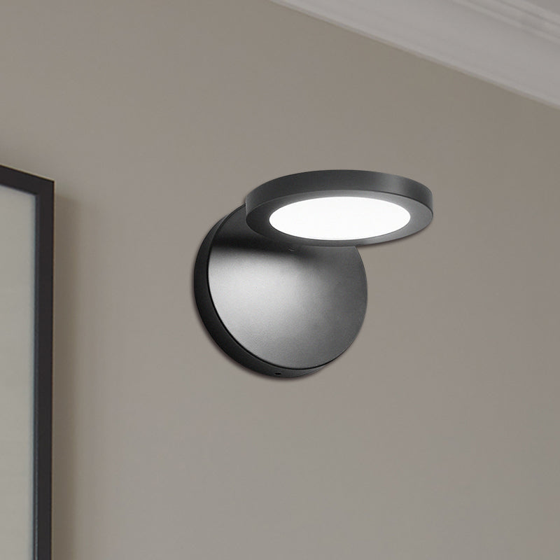 Modern Black Circular Led Wall Lamp With White/Warm Lighting And Stylish Acrylic Sconce
