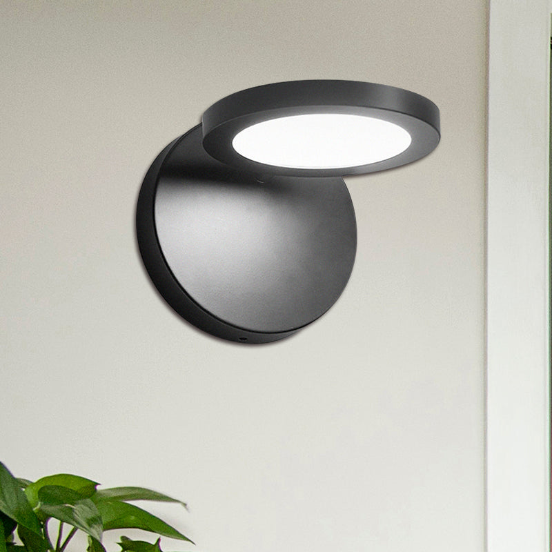 Modern Black Circular Led Wall Lamp With White/Warm Lighting And Stylish Acrylic Sconce
