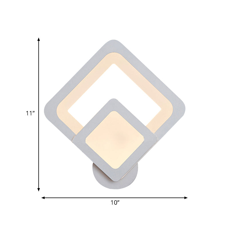 Minimalist Led Wall Sconce Light With Acrylic Shade - White Square/Oval Mounted Lamp Warm/White
