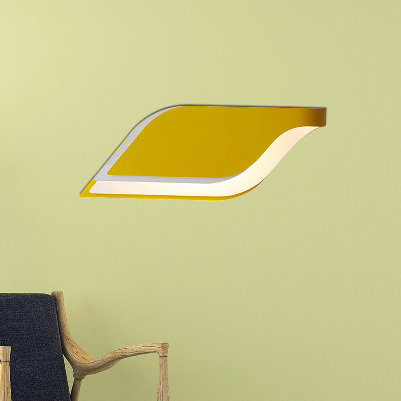 Nordic Metal Leaf Wall Lamp: Yellow/Grey/Green 1-Light Sconce Fixture