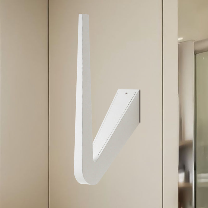 V-Shaped Led Wall Lamp Contemporary Style For Corridor Black/White Warm/White Light White / Warm