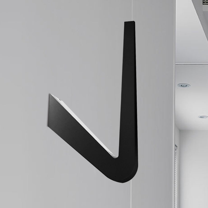V-Shaped Led Wall Lamp Contemporary Style For Corridor Black/White Warm/White Light Black / White