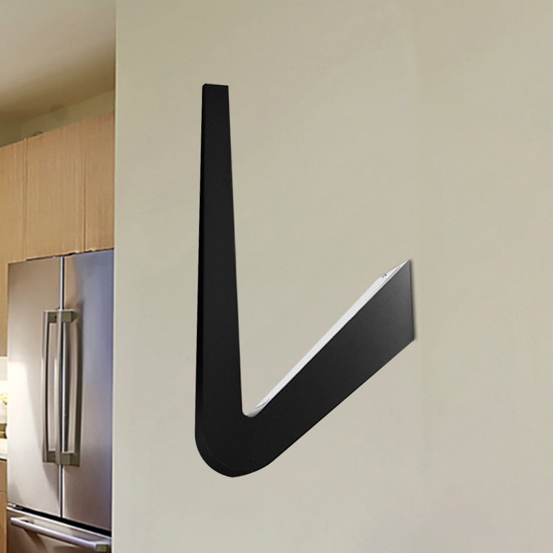 V-Shaped Led Wall Lamp Contemporary Style For Corridor Black/White Warm/White Light