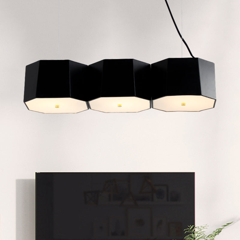 Black Nordic Island Light With Octagon Metal Shade For Dining Room 3 /