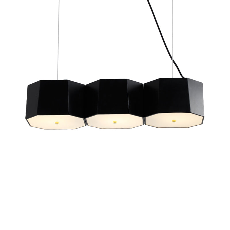 Black Nordic Island Light With Octagon Metal Shade For Dining Room