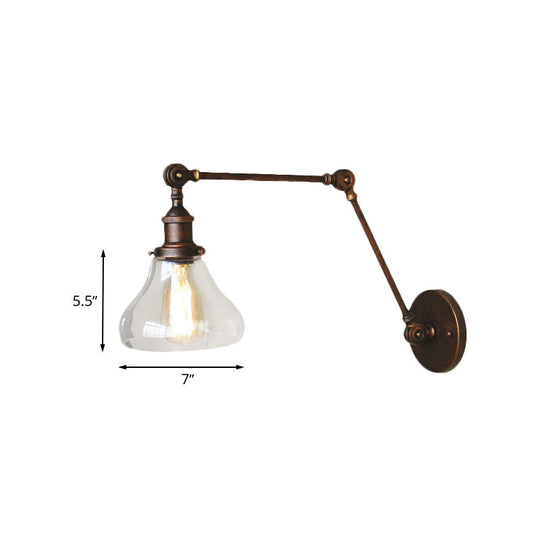 Rustic Copper Wall Sconce With Antique 1 Light And Clear Glass Pear Shade For Living Room Lighting