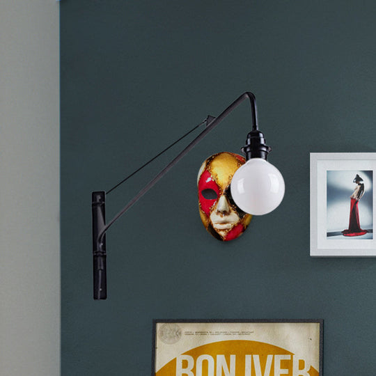 Industrial Style Metal Wall Sconce Light Fixture With Bare Bulb - Perfect For Study Rooms Black