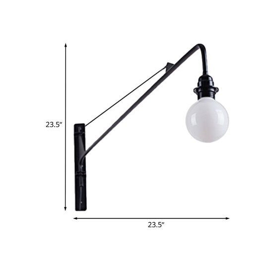 Industrial Style Metal Wall Sconce Light Fixture With Bare Bulb - Perfect For Study Rooms Black