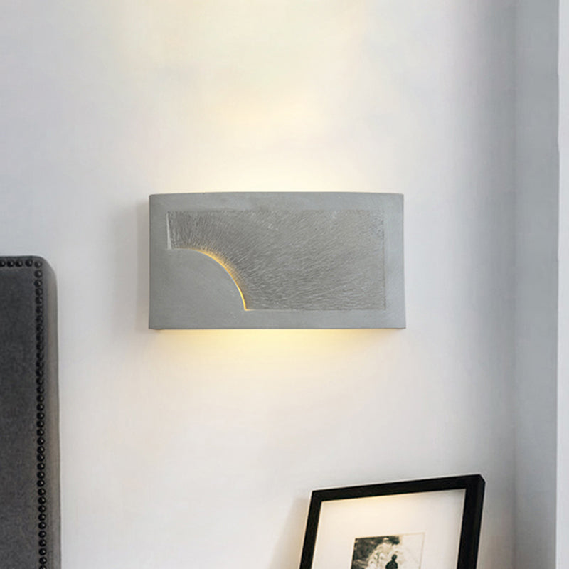 Modern Grey Cement Wall Light For Bedside - Rectangle Mount Fixture
