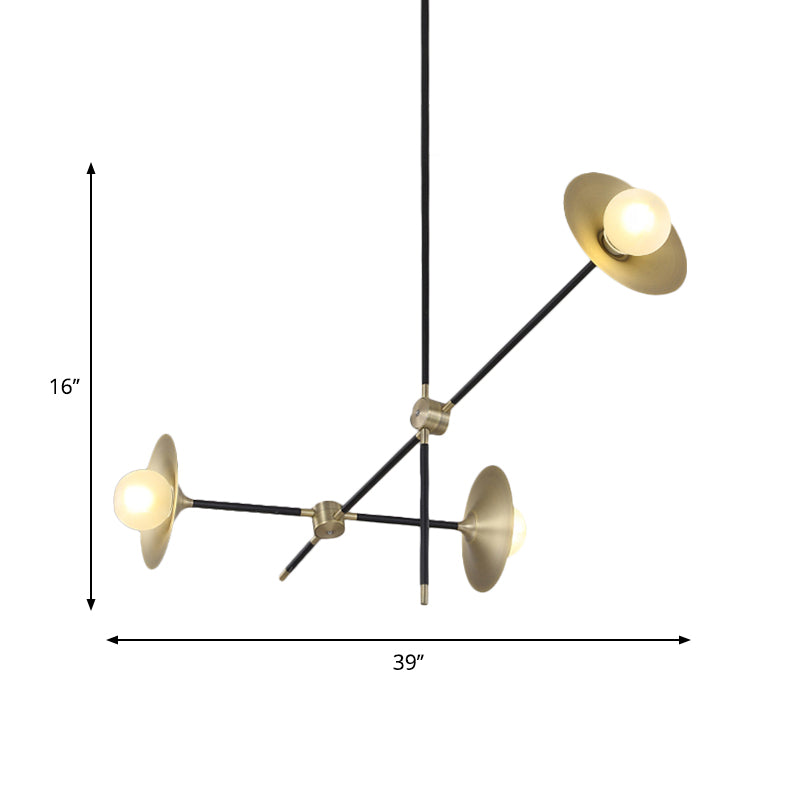 Contemporary Brass Hanging Chandelier With Flared Shade - 3/6/12 Lights Metal Suspension Lamp