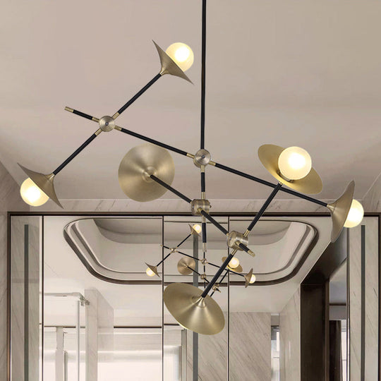Contemporary Brass Hanging Chandelier With Flared Shade - 3/6/12 Lights Metal Suspension Lamp 6 /