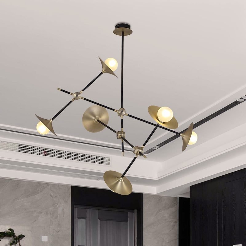 Contemporary Brass 3/6/12-Light Flared Shade Hanging Metal Suspension Chandelier Lamp