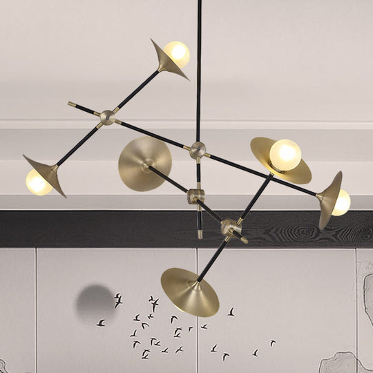Contemporary Brass Hanging Chandelier With Flared Shade - 3/6/12 Lights Metal Suspension Lamp