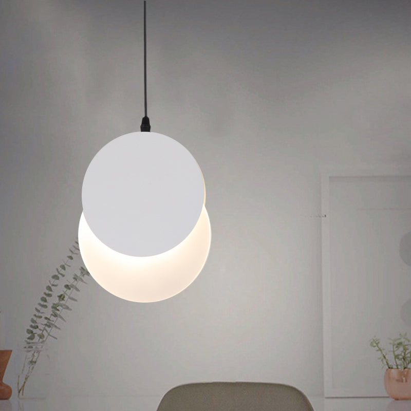 Rotatable LED Pendant Hanging Lamp with Acrylic Shade in Warm/White Light, 7"/11"W - Black/White Modern Design