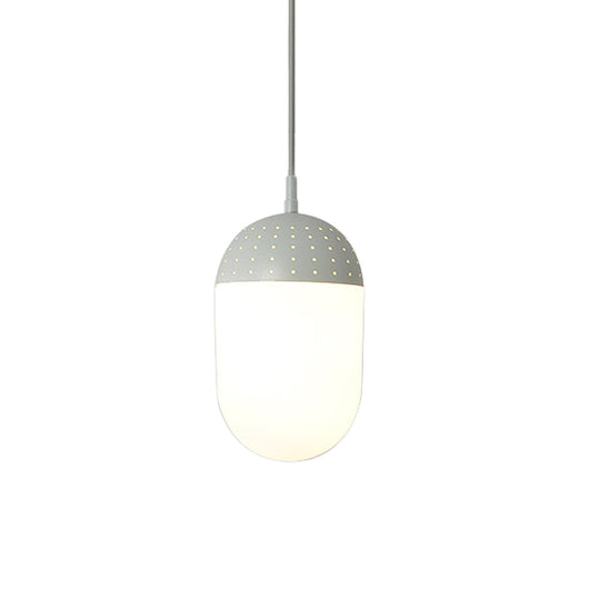 Addison - Nordic Globe/Ellipse Suspension Light with Opal White Glass Shade Metal Nordic 1 Light Black/White/Pink Hanging Pendant Light for Bedroom