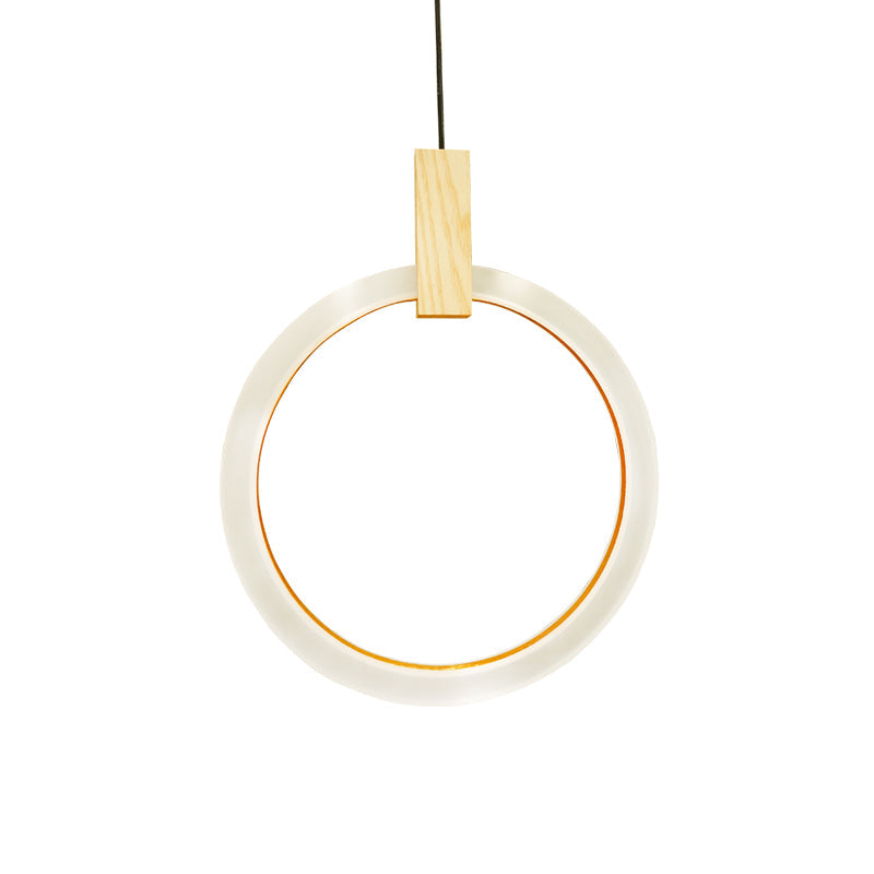 Modern Bedroom Pendant Light With Acrylic Shade And Hanging Ring - White Ceiling 8/12/16 Dia