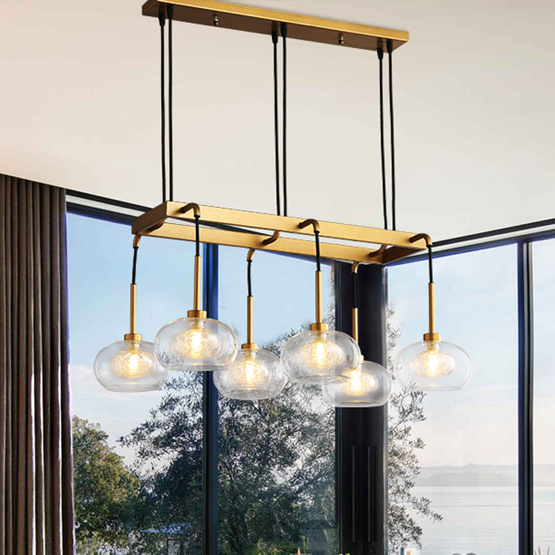 Post-Modern Island Chandelier With Clear Glass And Gold Finish - 6/8 Led Lights Canopy Options 6 /